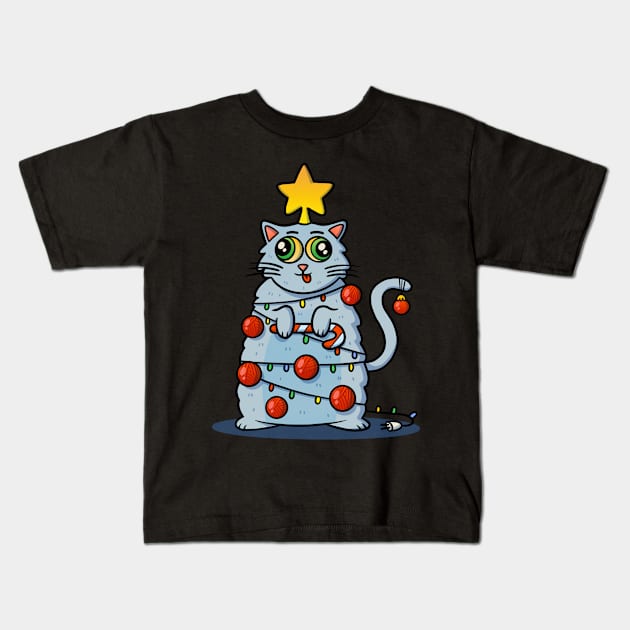 Merry Cat-mus Meow Kids T-Shirt by royalsass